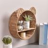 Rattan Kleine Pflanze Display Aufbewahrungsregal Niedliche Bärenohren Wandmontierter Hängekorb Bücherregal Schweberegale Dekoration