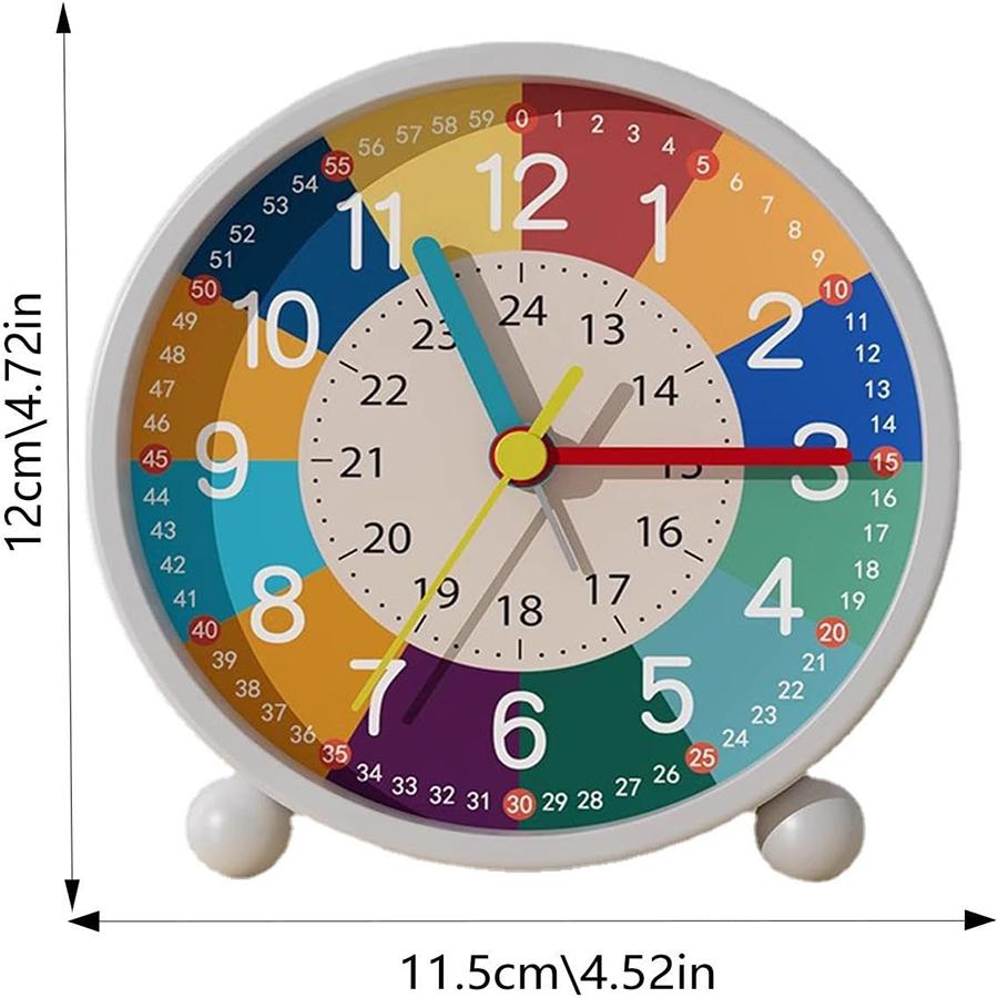 Creative 4.5" Metal Mute  White Round  Early Childhood Education  Desk Alarm Clock WIth Light For kidz Student