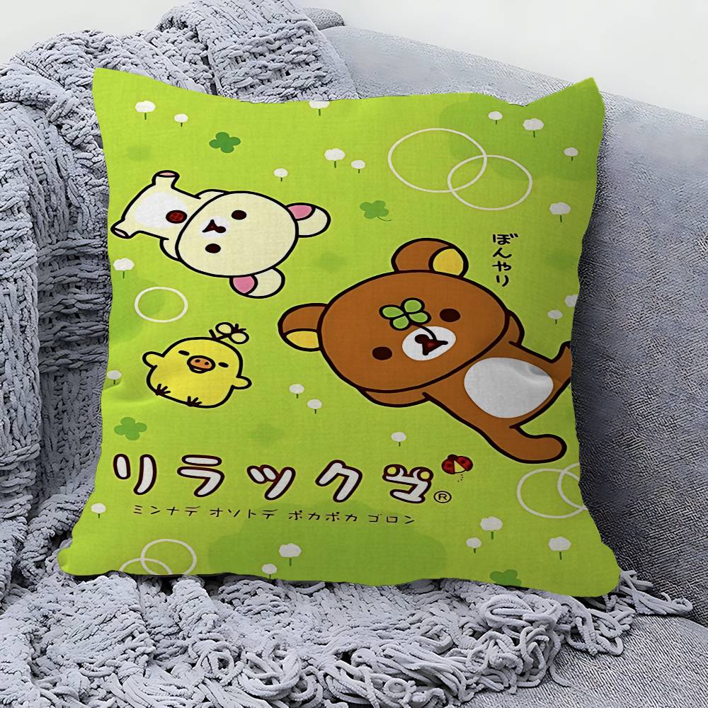 PC Cute Cartoon Rilakkuma Cushion Cover Inches Farmhouse Decor Home Throw Pillow Covers for Couch Decorations