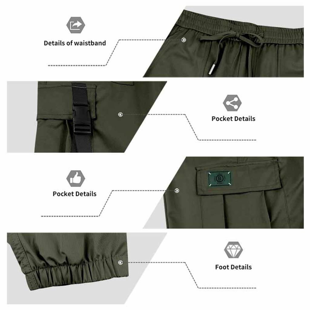 Men's Stretch Cargo Pants Tapered Leg, Multi-Pocket for Training, Casual, Commuting
