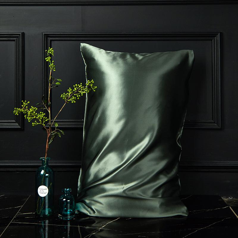 European Style Pure Mulberry Silk Double-Sided Pillowcase, Solid Color, Envelope Style, Beauty Pillowcase.