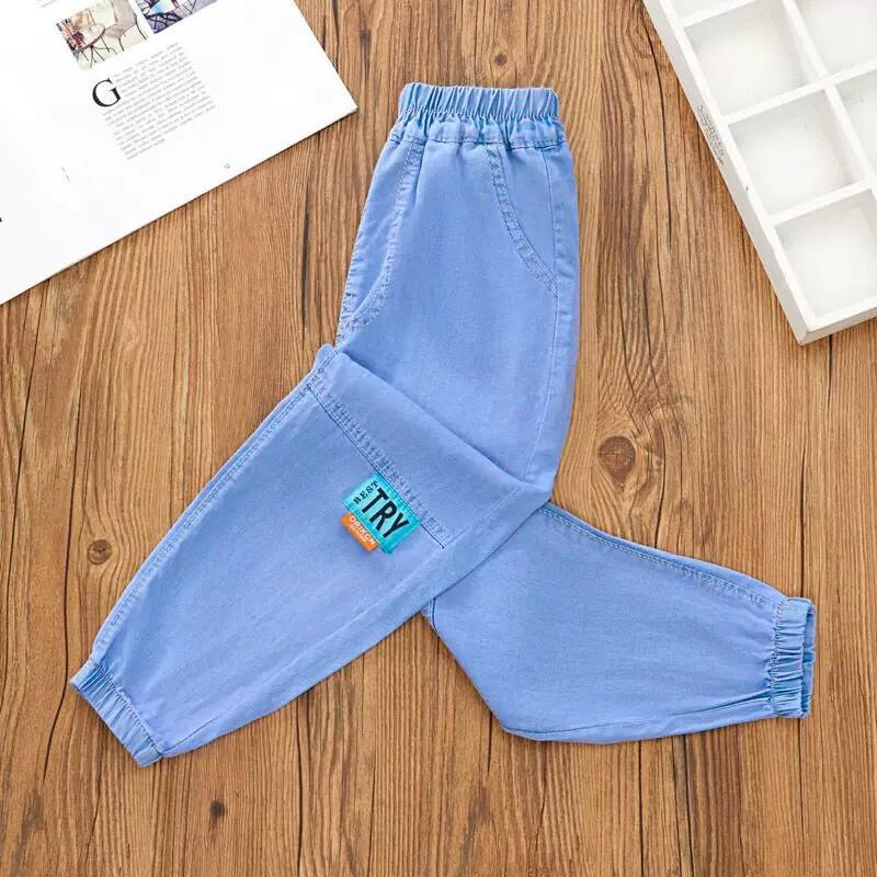 Kids' Tencel Denim Mosquito-Repellent Pants - Boys' Loose, Soft, Elastic Long Summer Pants with Sun Protection
