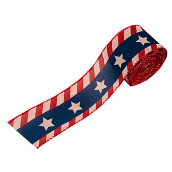 

1 Roll 4.5m American Flag Ribbon U.S. Flag Elements Commemorative Decorative Cloth Independence Day Pull Ribbon Festival Accessories D