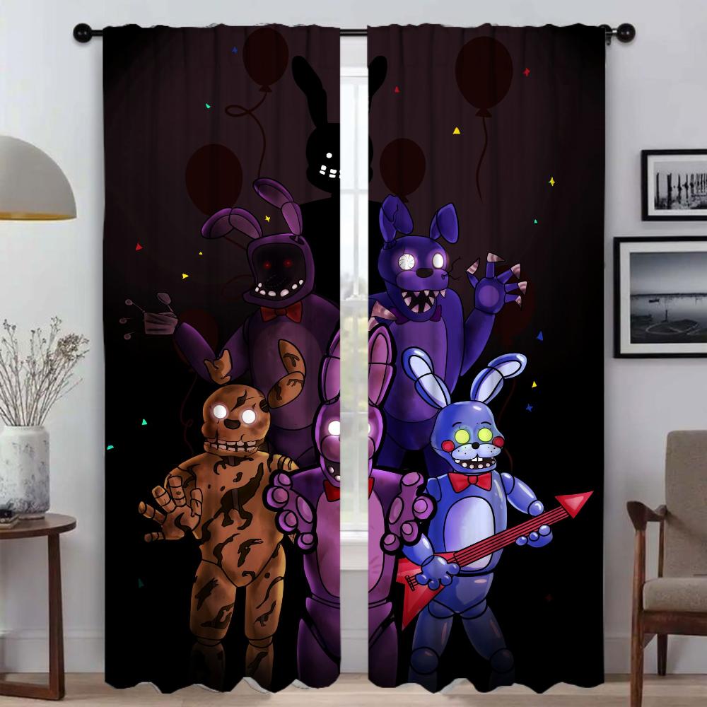 Five Nights At Freddy's Tulle for Bedroom Modern Living Room Curtains 2 Pieces Window Curtain Shades Halloween Decoration Camera