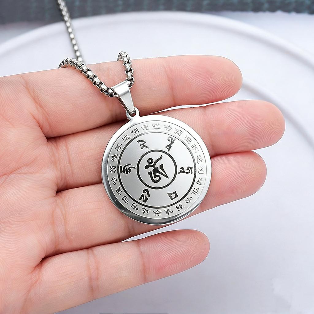 New Yubao Dharani Pendant, Lucky Necklace, Buddha Pendant, Transport Amulet, Double-sided Round Card