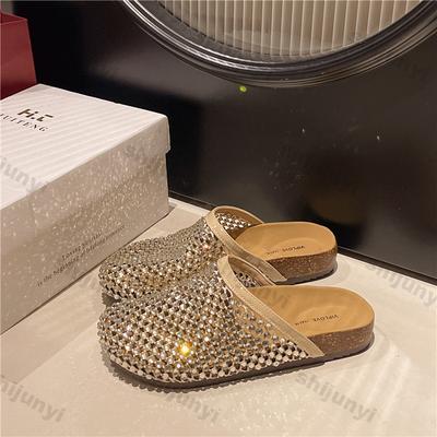 Damen Sandalen mit Strasssteinen 2026 Sommer Atmungsaktiv Leicht Bequem Zum Hineinschlüpfen Hausschuhe Mode Rutschfest Outdoor Freizeit Ballerinas