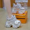 Moda 7CM Sneakers Platform Casual da Donna Tacchi Alti Nuove Scarpe Sportive in Pelle Primavera Bling Trainers Sneakers Chunky Zapatos Mujer