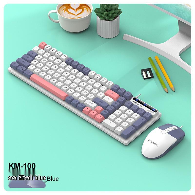 Viper KM100 Wired Keyboard & Mouse Set - Mechanical Feel, Color-Matched USB for Office, Computer, Notebook Use