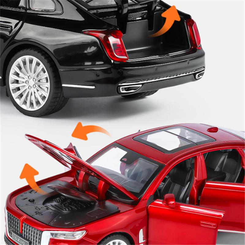 1/32 Hong Qi H9 Alloy Car Model Diecasts Luxy Vehicles Metal Car Model High Simulation Sound Light Collection Childrens Toy Gift