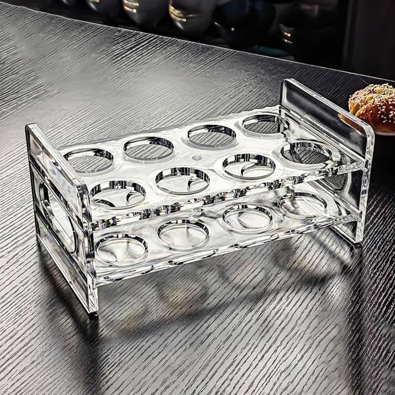 §Acrylic Glass Holder Display Rack Bar Wine Drinks Cup Storage Carrier Flight Tasting Serving Tray Double Row 6/8/12 Holes Cup