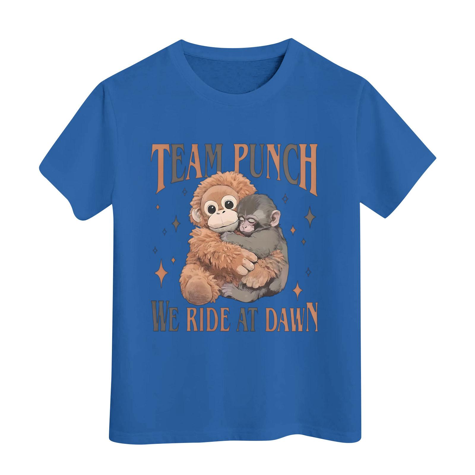 Casual Short-Round Neck Fashionable T-shirt Top 150 синий