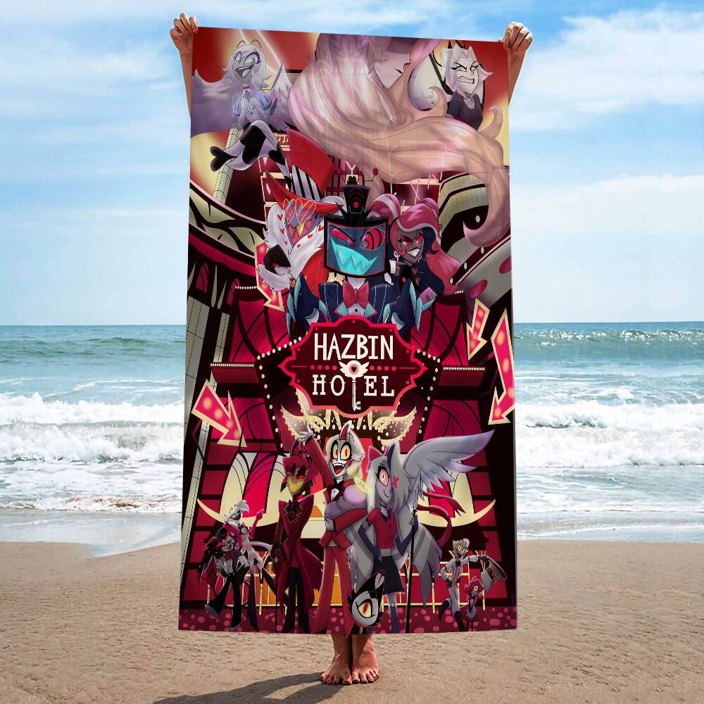 Ka Chen Muda Girls White Cartoon Hazbin Hotel Bath Towel Microfiber Soft Water Absorbing Breathable For Kids Decorative Cartoon Beach Towel