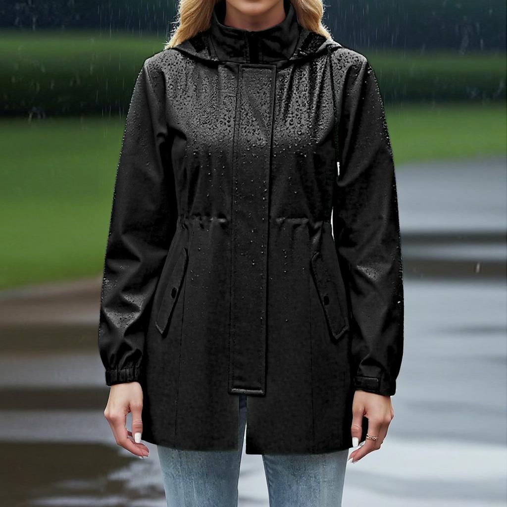 Giacca Donna Impermeabile Antivento Leggera Giacca Antipioggia con Tasche Cappotto Antipioggia Impacchettabile da Donna con Cappuccio