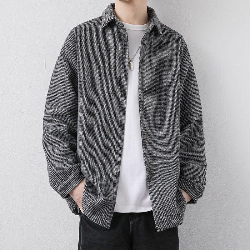 Men's Spring Autumn Corduroy Shirt Loose Long-sleeved Shirt Jacket Thin