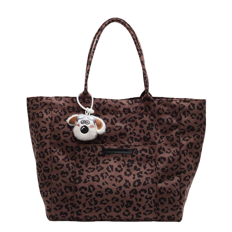 Large Capacity Leopard Print Fashion Shoulder Bag Women's New Simple Personalized Tote Bag Large Shopping Bag Leisure Travel Bag