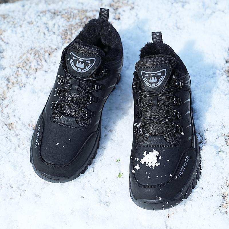Anti-slip Men's Winter Sneakers Warm Outdoor Hiking Shoes Plush Casual Sports Shoes for Camping Climbing Trekking