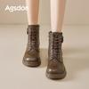 Augustine Martin Boots Women's 2025 New Autumn Brown Short Boots British Style Medium Tube Maillard Knight Boots