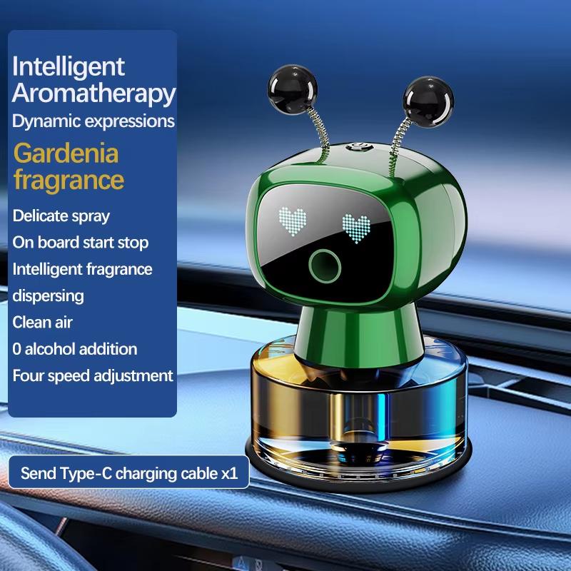 Smart Car Air Freshener AI Rechargeable Car Aroma Diffuser Smart Eyes 4 Levels of Adjustable Intelligent Car Diffuser Gift