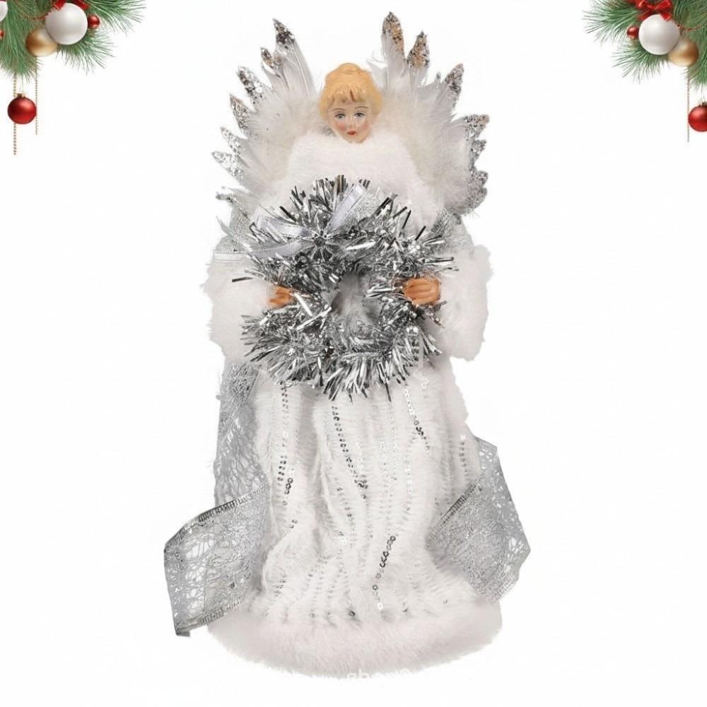 White Feather Wings Christmas Tree Topper 3D Christmas Tree Top Star Desktop