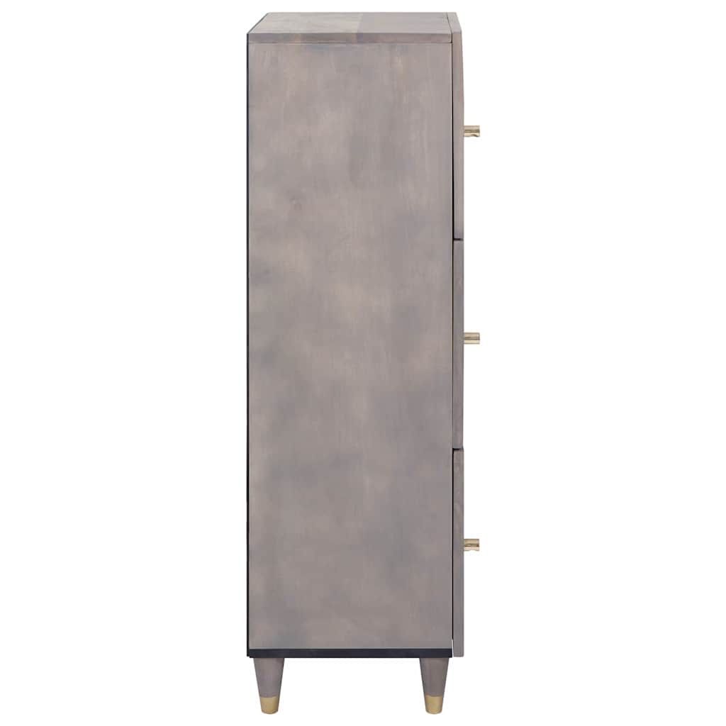 Highboard Gray and Gold 40 x 33 x 110 cm Solid Mango Wood