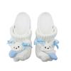 Crocs Classic Platform Clog EVA Blue Hat Rabbit School Style Hole Shoes Unisex White