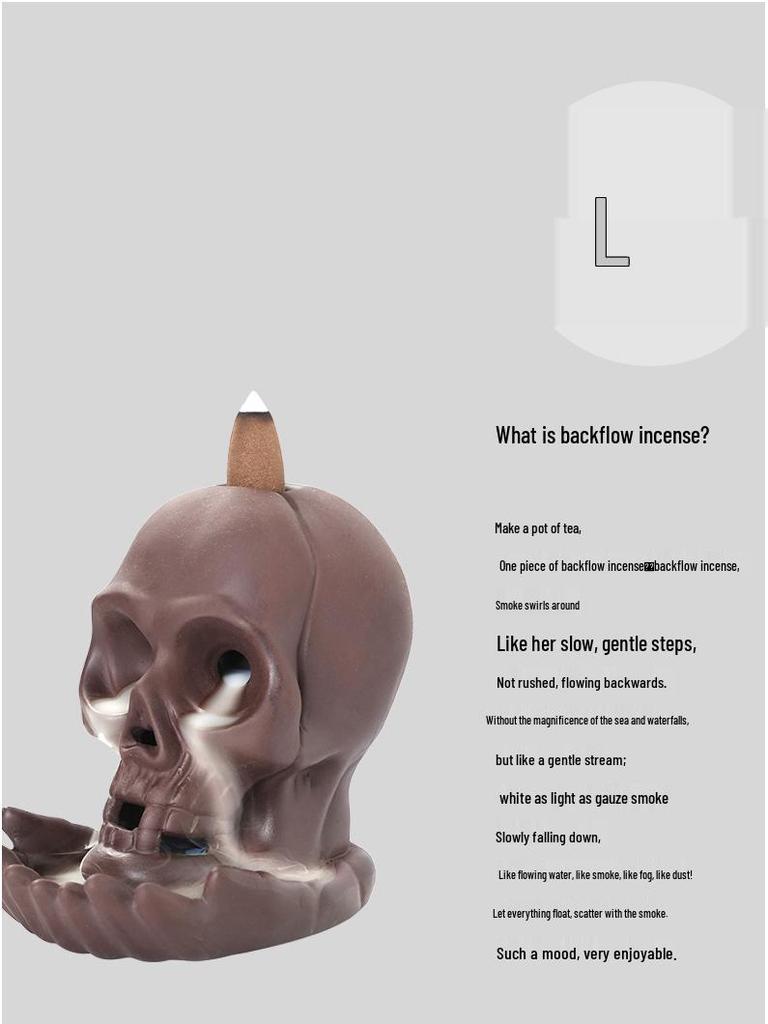 Zisha Skull Halloween Backflow Incense Burner - European Style Home Gift Ornament