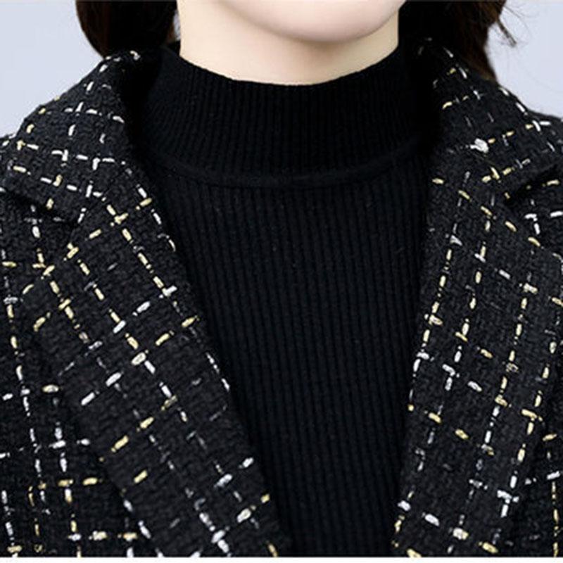 Women Blazer  Autumn Winter Woolen Suit Female Suit Jacket One Button Office Clothing Temperament Loose Top C