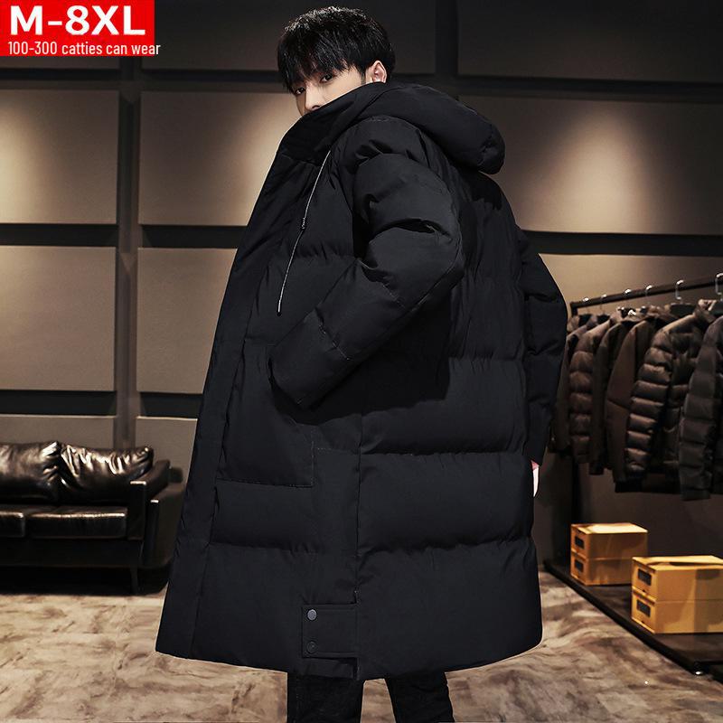Men's Winter Mid-Length Hooded Cotton Coat - Plus Size, Thick & Warm, Cold-Resistant