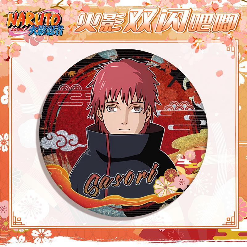Naruto Double Flash Badge 233-243 Anime Merchandise Collectibles Cosplay Accessory New Design 75mm 58mm Pet Bar Full Characters