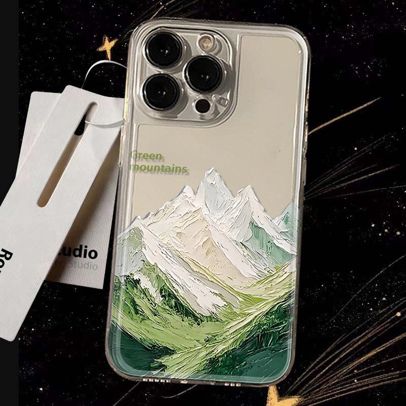 Ins Style Snow Mountain iPhone Case - 17Pro Max & iPhone16 Compatible, Full Coverage, Drop-Proof, Soft Case for Apple 11, 12, 15, Xr