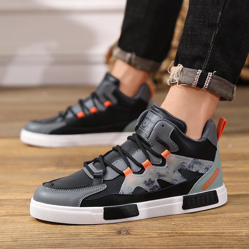 

Мужские белые спортивные кроссовки для скейтбординга, уличные кроссовки, студенческие баскетбольные туфли больших размеров с высоким верхом EU: 47 чёрный