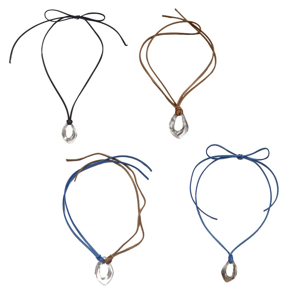 Acrylic Circular Pendant Necklace Adjustable Velvets Rope Choker Simple Ornament Women Collarbone Chain Accessory