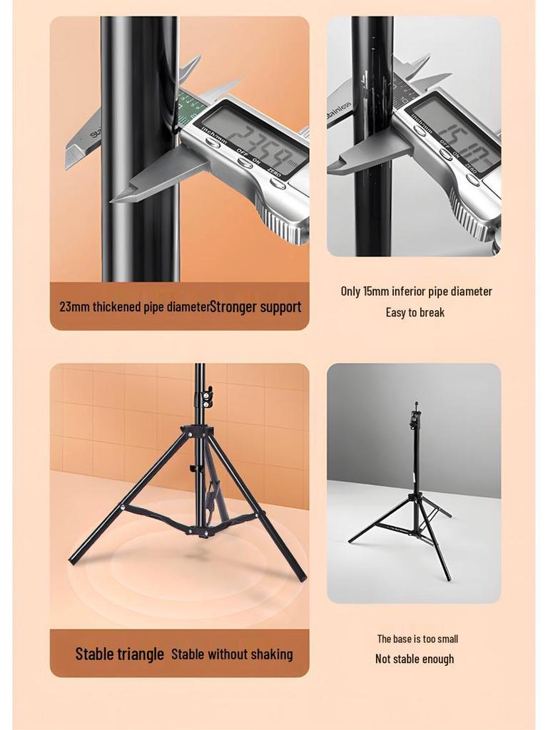 Height Adjustable Foldable Desktop Tripod with Beauty Light for Mobile Phone Photography and Live Broadcast