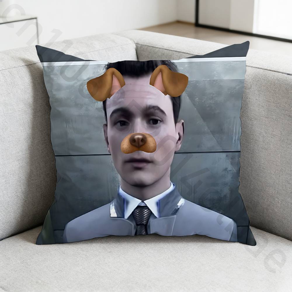 DDetroit Become Human Game Pillow Case Sofa Living Room Bedroom Headboard Backrest Cushion Square Cushion Nap Time