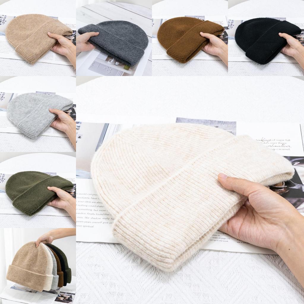 Solid Color Blend Knit Hat For Women Winter Warm Breathable Windproof Casual Styling