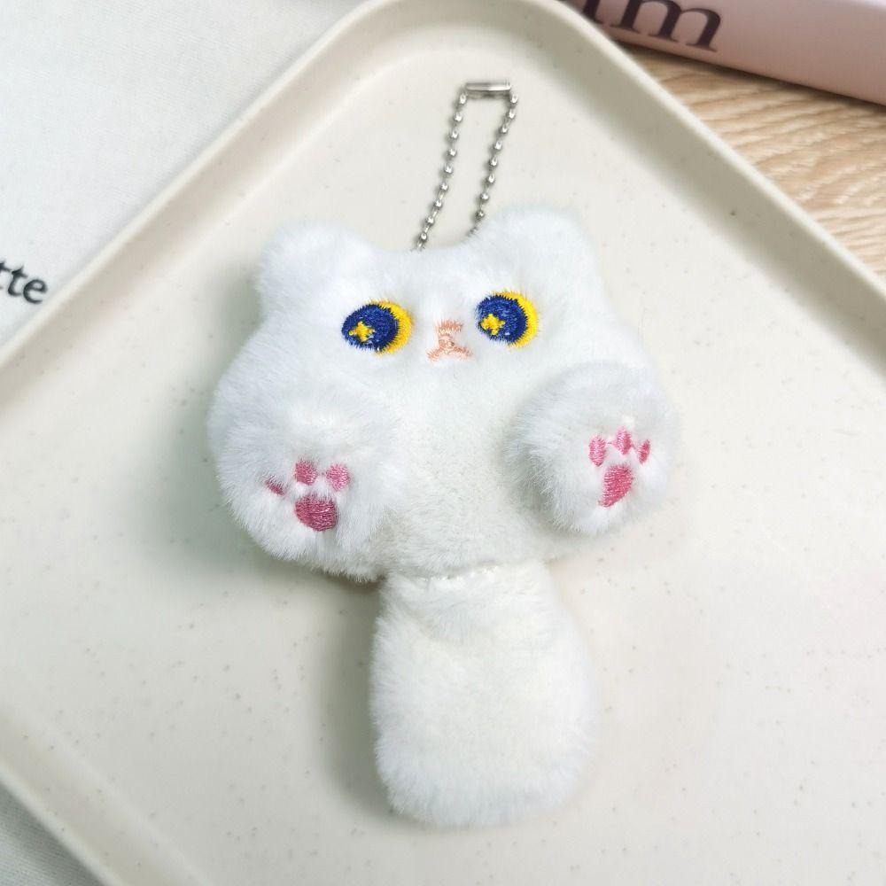 Cartoon Cat Plush Keychain Plush Stuffed Bear Pendant with Tail Funny Rabbit Doll Keyring  Couple