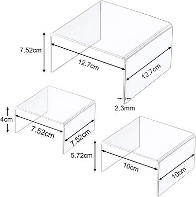Acrylic Display Risers Product Stand Jewelry Display Riser Shelf Showcase Fixtures for Dessert Cupcake Candy Treat Action Figure