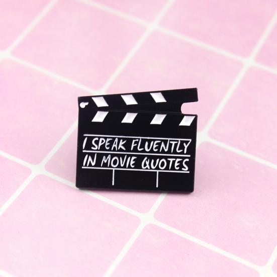 Creative Movie Clapboard Enamel Brooch Pin Unisex Denim Jacket Collar Badge