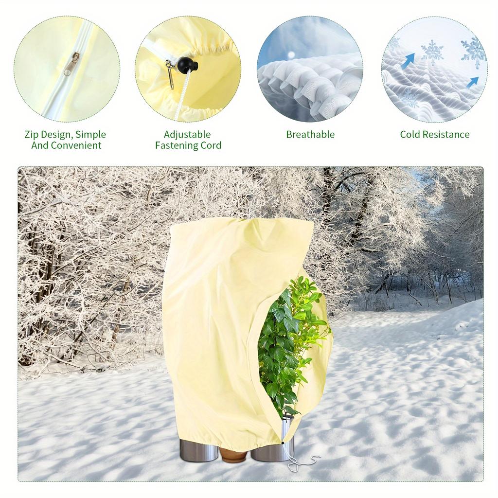 1pc 80*120cm Winter Protection Bag Against Freeze For Plant Cover Garden Plant With Zip Drawstring Breathable