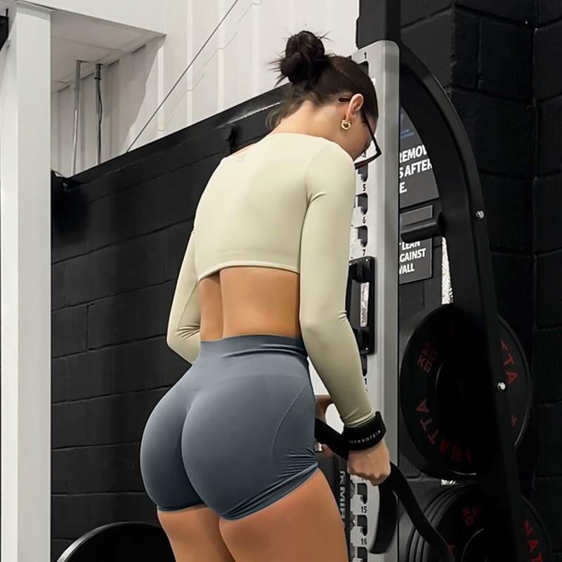 Irongirl Fitness Shorts Female Abdominal-Shaping Slimming Shaping Exercise Shorts High Waist Peach Hip Yoga Pants