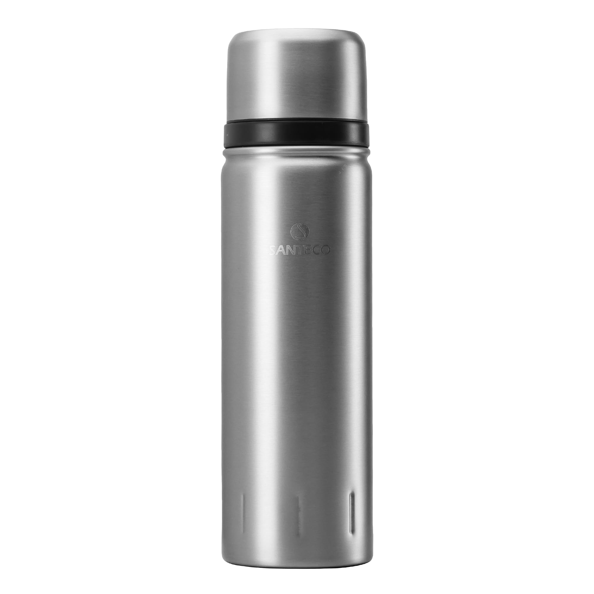 

SANTECO Vacuum Insulated Water Bottle, 1 Liter, with Cup, 1000ml Stainless Steel Thermos, 2-Cup Type, HotCold Capacity, Compatible with Sports