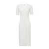 VEROMODA Ribbed V-Neck Midi Dress with Rhinestone Buckle