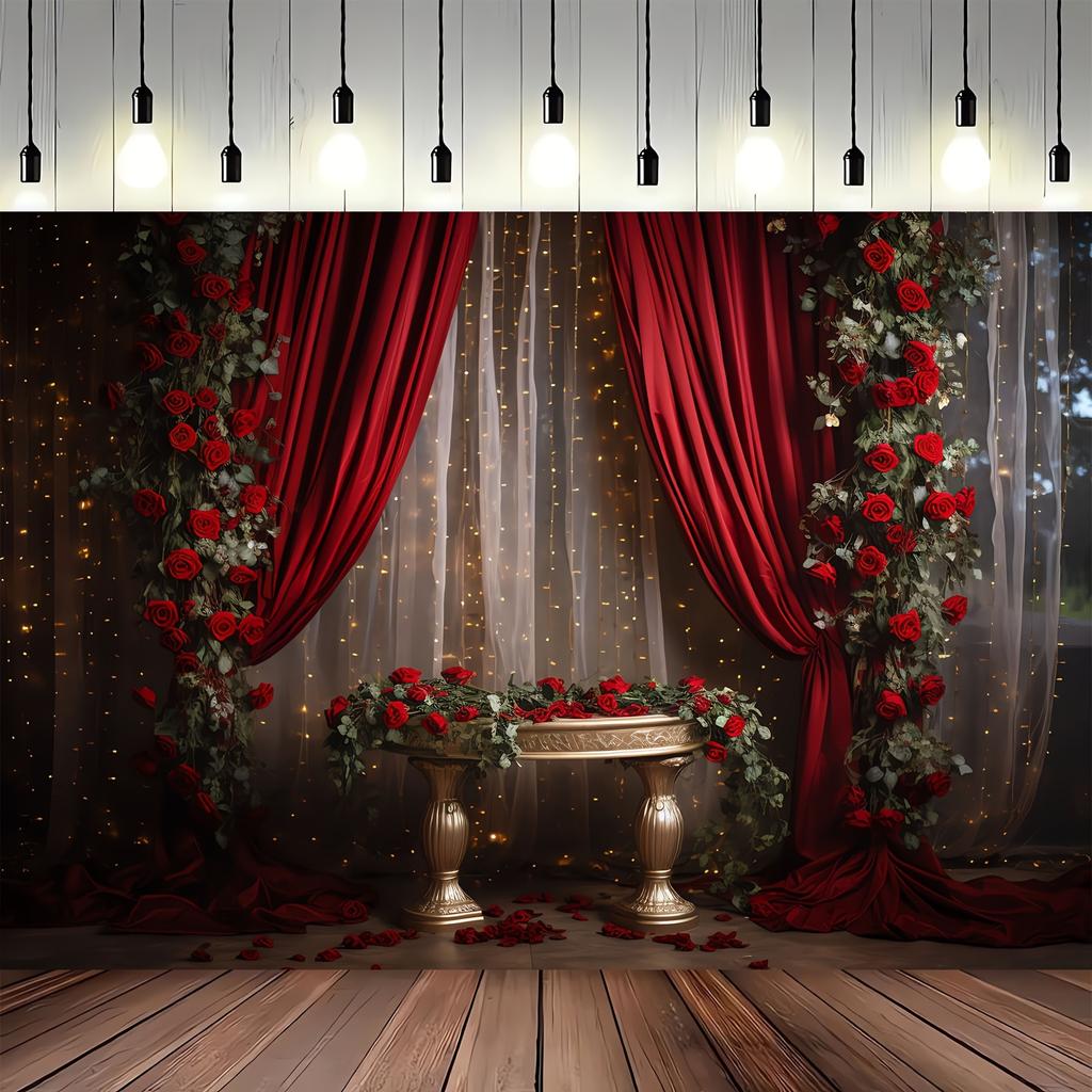 White lace, red flower wall background, wedding bride shower, ladies party, red flower wall photography background