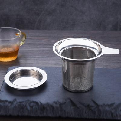 Filtru de ceai cu capac cu mâner, plasă fină de calitate alimentară 304 din oțel inoxidabil, cană cu frunze libere, infuzor de ceai, strecurătoare pentru ceai, consumabile pentru ceainic