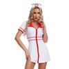 Womens Nurse Dress and Hat Costume Set Short Sleeve Front Zipper Cross Patch Dress with Headwear