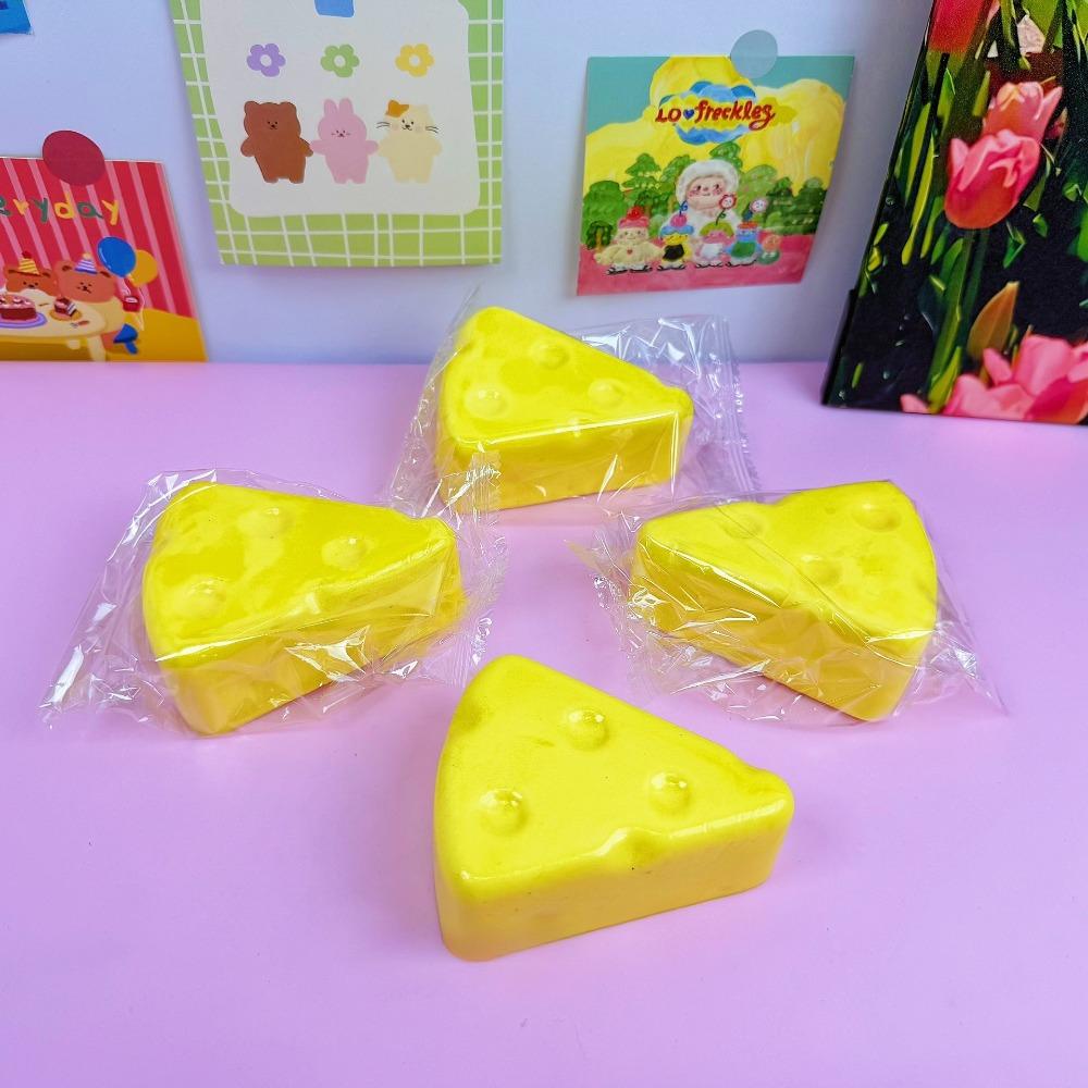 Triangular Cheese Squishy Realistic Food Squeeze Toy Slow Rebound Stress Relief Accessory