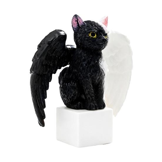 Halloween Cat Figurine, Resin Witch Hat/Moon/Pumpkin/Skull Cat Statue for Halloween Tabletop, Mantel, Shelf, Desk Decor