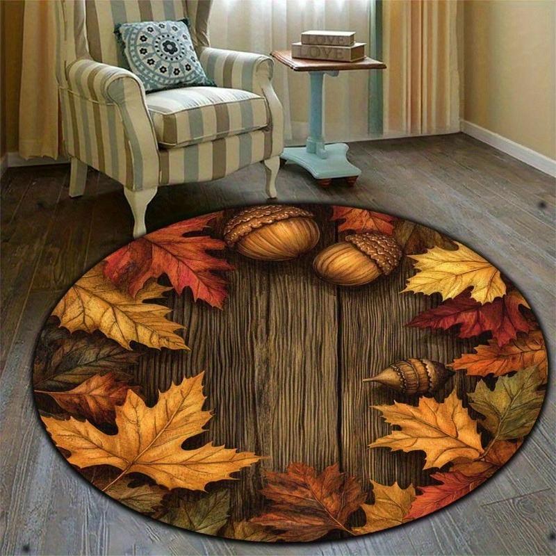 Solid Black Base Circular Floral Decor Mat Realistic Big Sunflower Printed Round Rug for Fresh Cozy Living Room Space