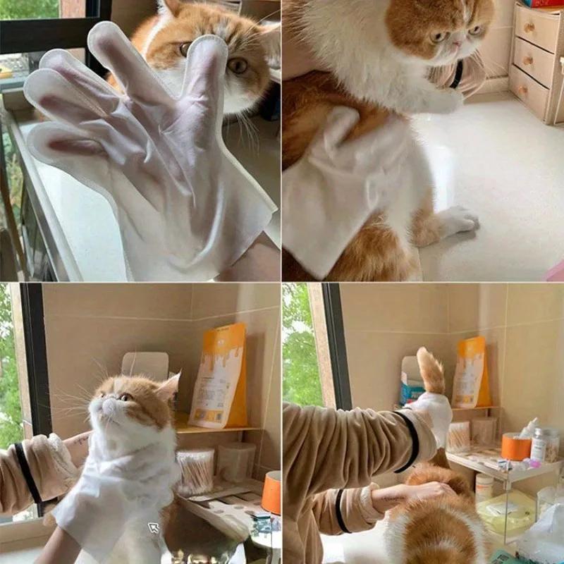 Pet wash free gloves cat shower wipes dog dry cleaning deodorization mittens tear marks removal foot wiping buttocks wiping mitt
