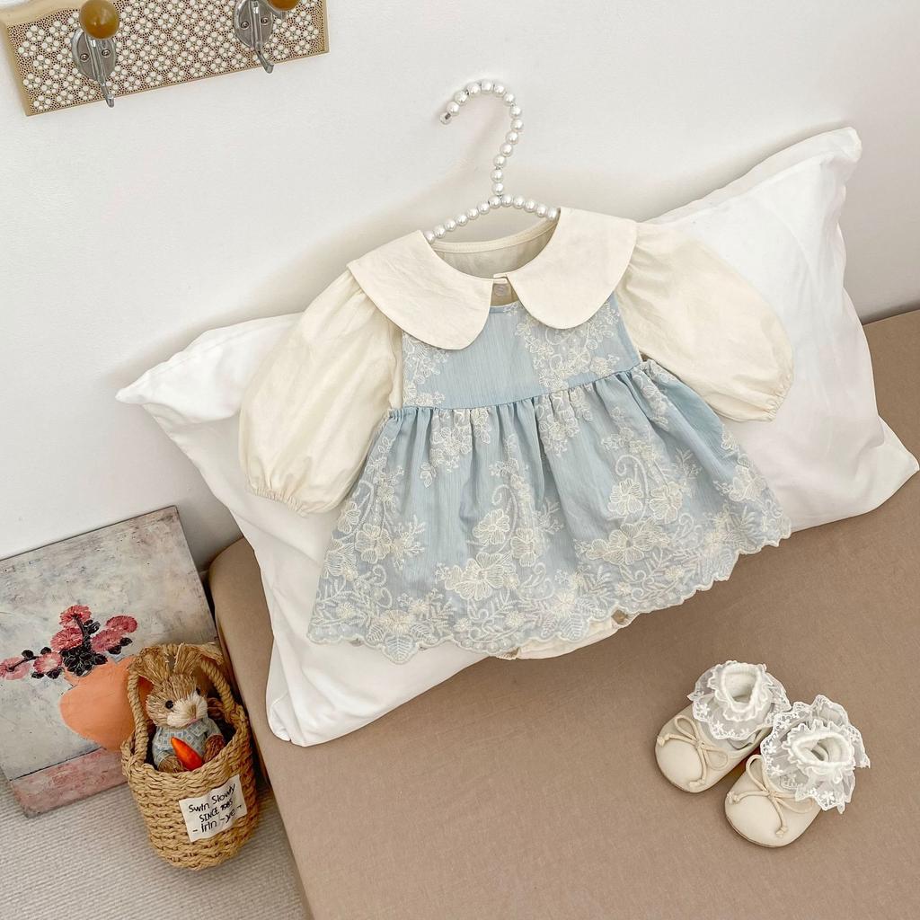 Baby Girl Spring Romper Princess Bodysuit Dress Set for Crawling